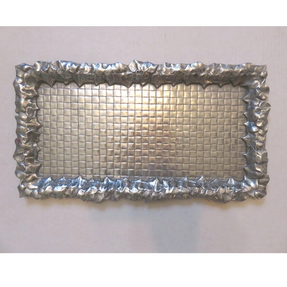Wilton Armetale Pewter Basketweave 16" x 9" Rectangular Serving Tray Bruce Fox